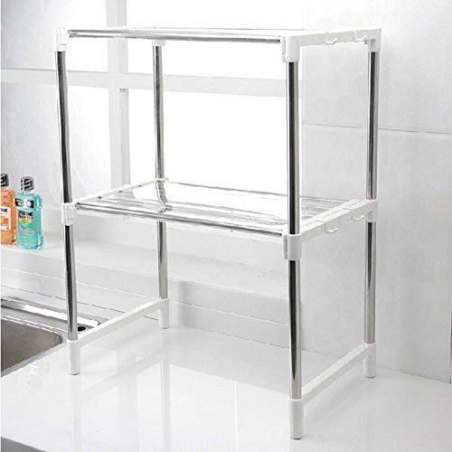 Stainless Steel Kitchen Storage Rack – Multi-Tier Shelf with Hooks