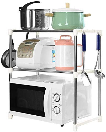 Stainless Steel Kitchen Storage Rack – Multi-Tier Shelf with Hooks